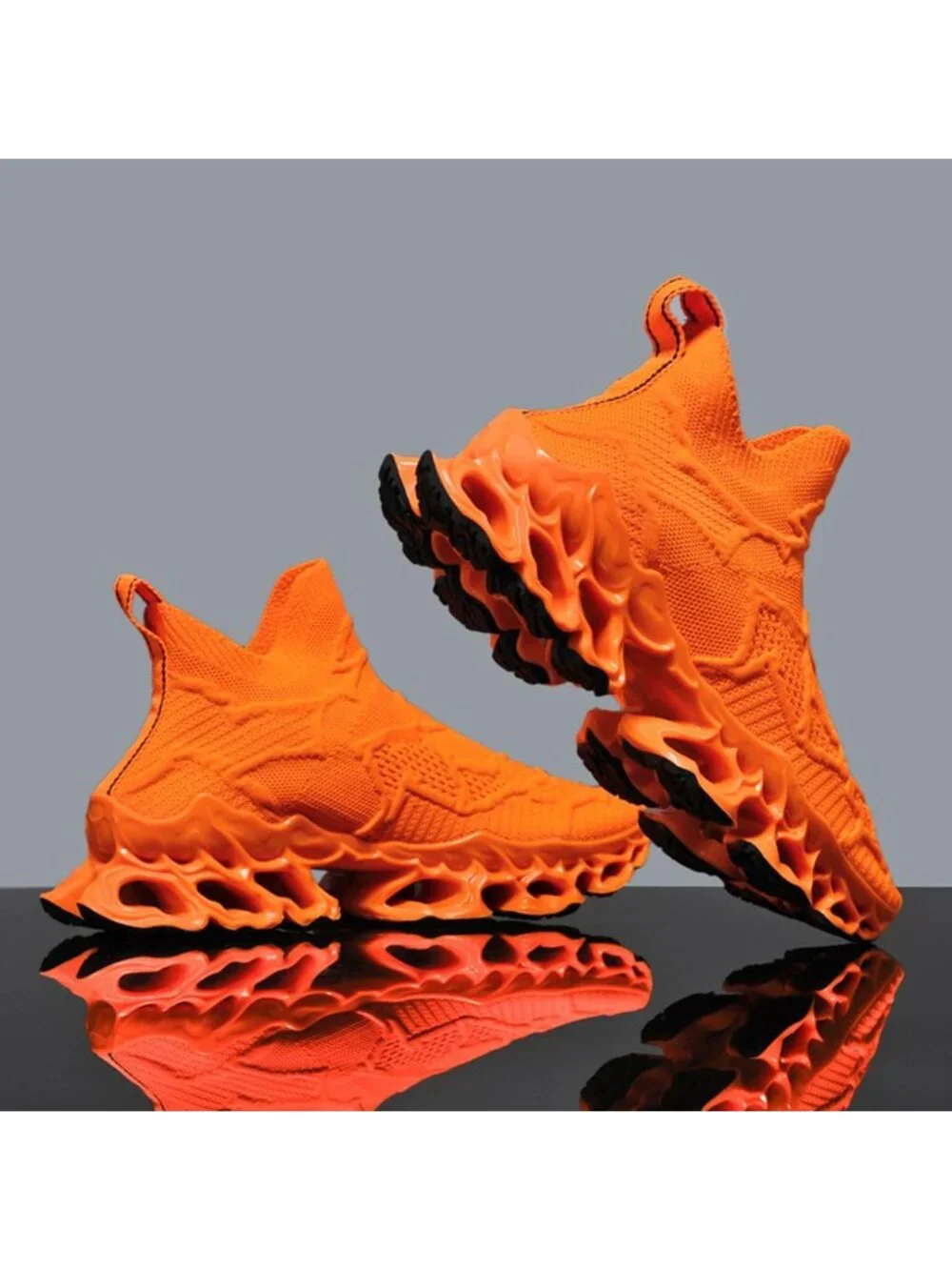 🆕Men's Orange Slip on Loafers Walking Tennis Shoes Running Blade Sneakers